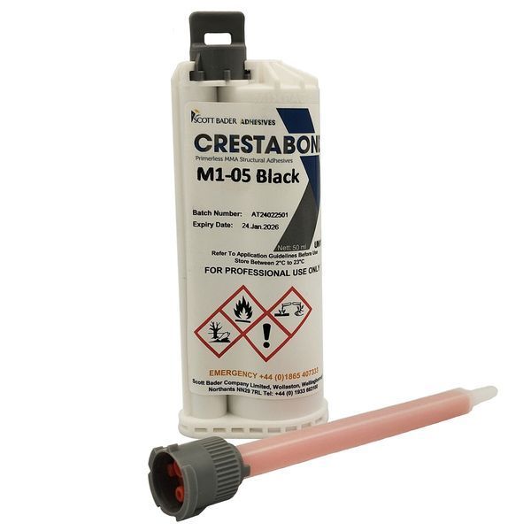 Клей структурний двокомпонентний Crestabond M1-05 Black 50 мл для металу, композитів, пластику фото Фото Клей структурний двокомпонентний Crestabond M1-05 Black 50 мл для металу, композитів, пластику