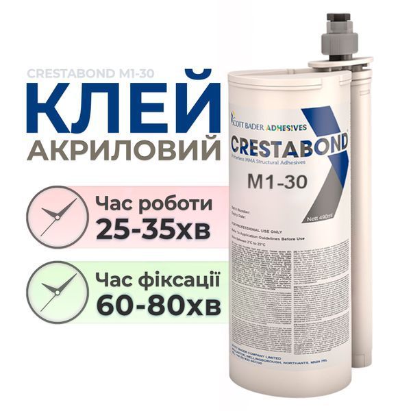 Фото Двокомпонентний акриловий клей 490 мл Crestabond M1-30 для металів, пластиків і композитів