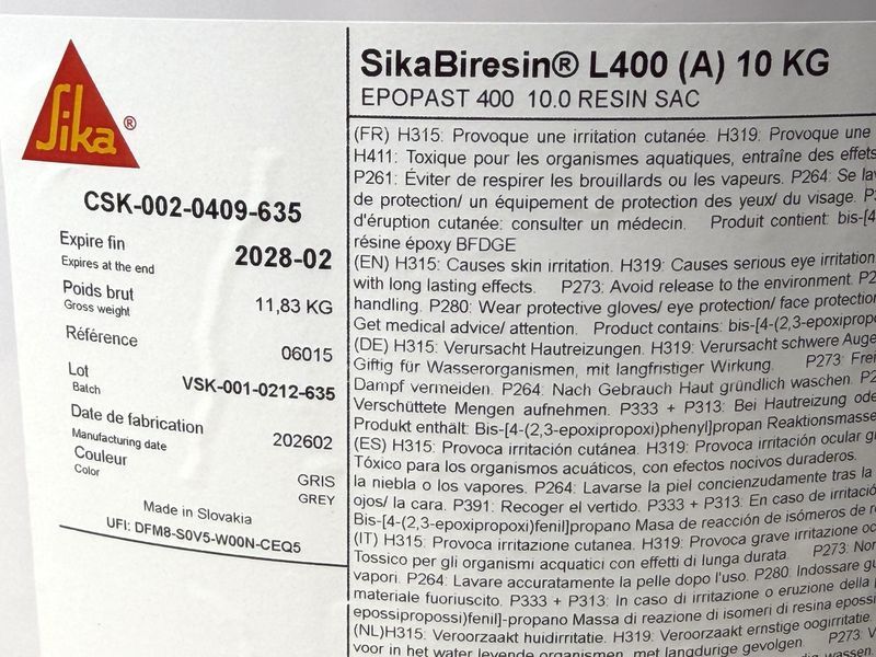 Эпоксидная паста со стекловолокном 11,4 кг SikaBiresin L400 (EPOPAST 400) комплект для оснастки и подкладочных конструкций